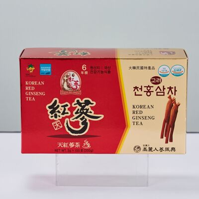 6YEARS KOREAN RED GINSENG TEA GINSENG SAPONIN GINSENOSIDE NATURAL SUPER FOOD (3g x 100 Sachets)