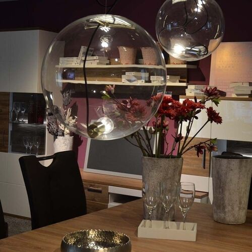 s.LUCE pro Sphere Galerieleuchte Glaskugel 5m Abhängung - Ø 30cm, Chrom/Klar