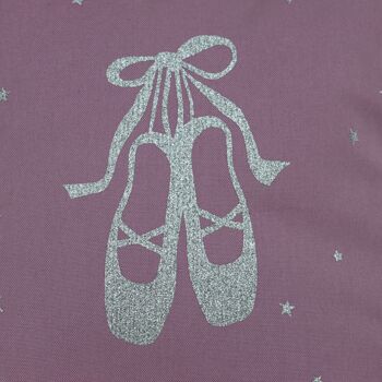 Coussins enfant déco chaussons danse mauve et argent 2