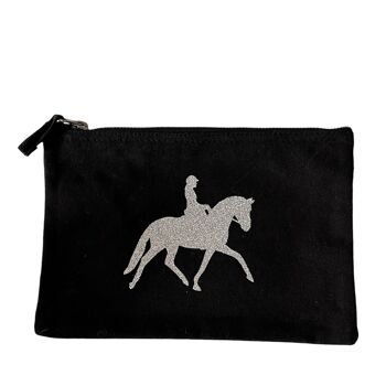 Trousse cavalière noire argent pailleté