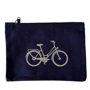 Trousse vélo marine et argent pailleté