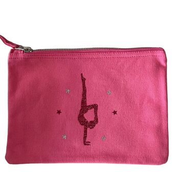 Trousse gymnaste rose et rose pailleté fruscia