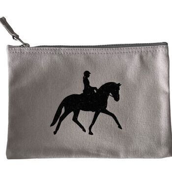 Trousse grise cavalière noir pailleté