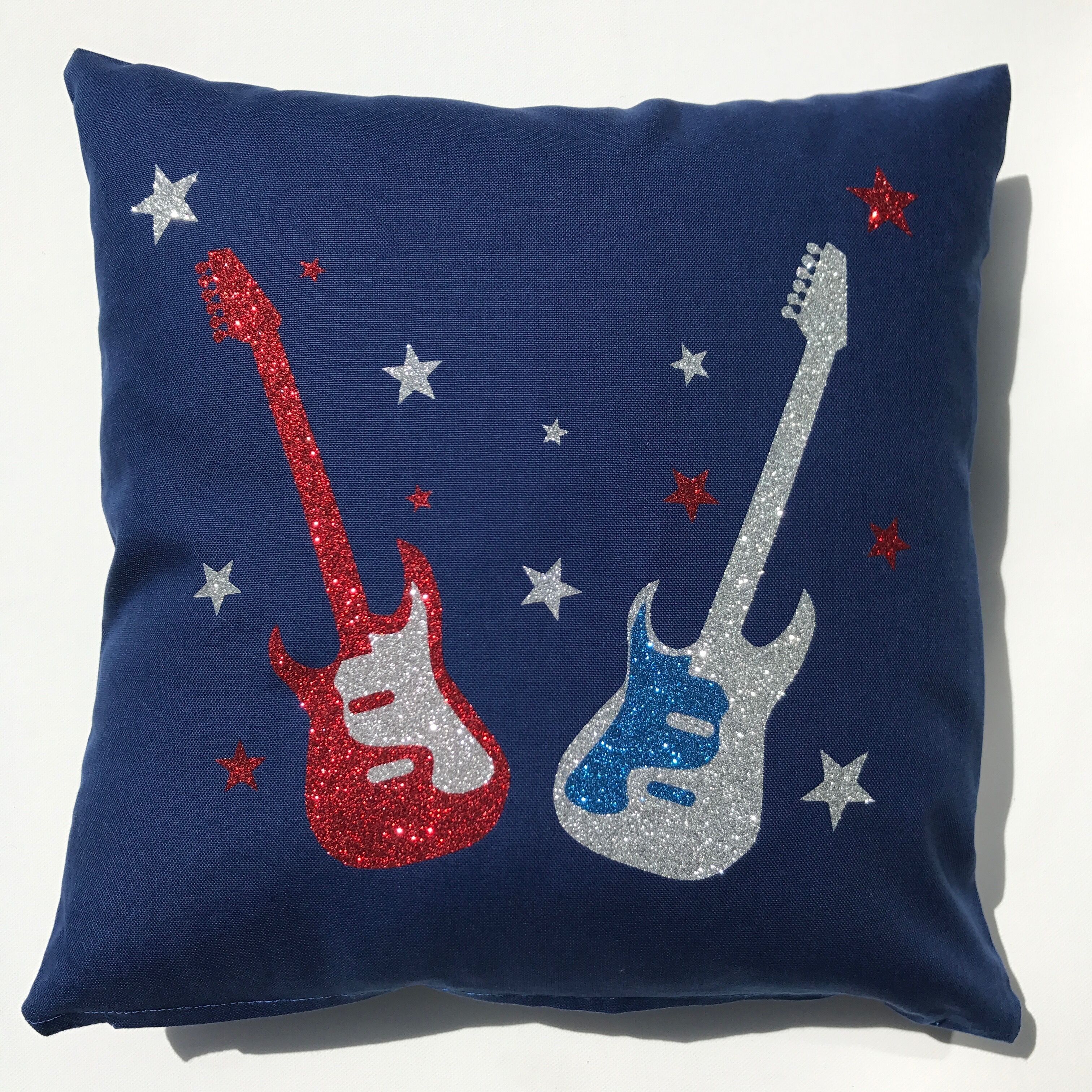 Cuscino per chitarra con paillettes blu