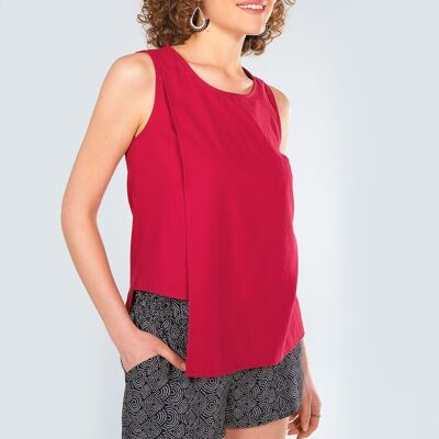 Asymmetric Cotton Top Maroon