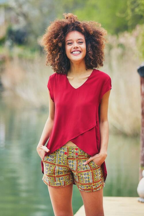 Asymmetric Summer Top Maroon