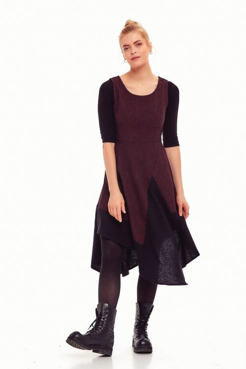 Asymmetrical Maroon Fall Dress