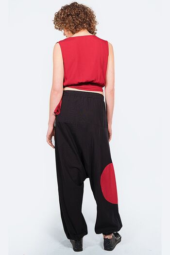 Pantalon ample noir authentique patchwork 4