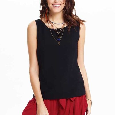 Black Boat Neck Authentic Blouse