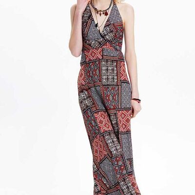 Maroon Mosaic Maxi Dress
