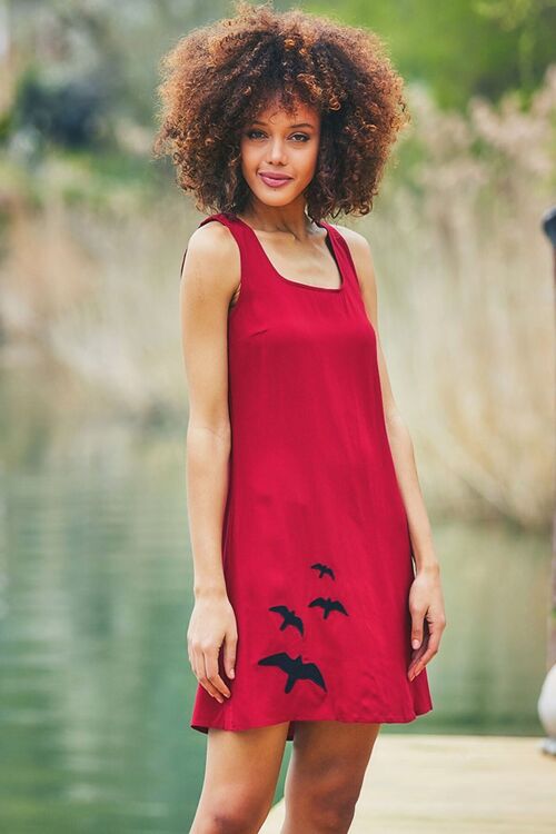 Maroon Sleeveless Mini Summer Dress