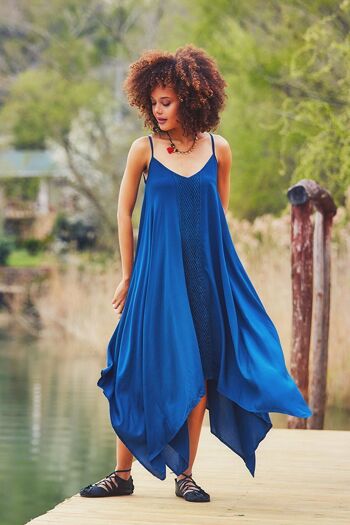 Robe de plage asymétrique bleue 1