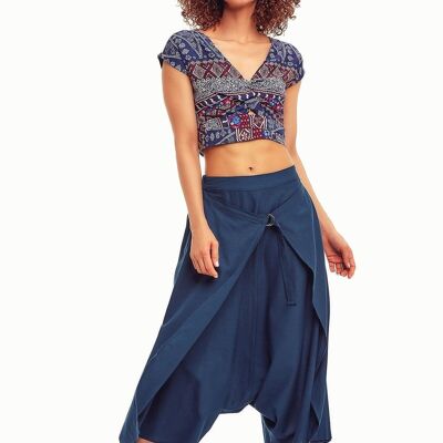 Blue Culottes Skirt Pants