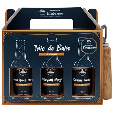 GIFT BOX - MEN'S BATH TRIO - WHITE MUSK SCENT - BONHOMME COLLECTION