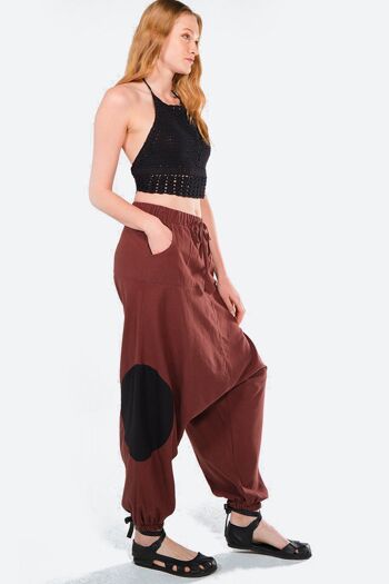 Pantalon ample marron authentique patchwork 2