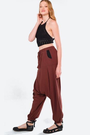 Pantalon ample marron authentique patchwork 3