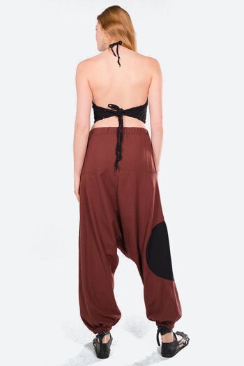 Pantalon ample marron authentique patchwork 4