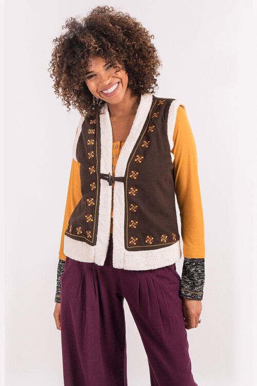 Brown Embroidered Vest