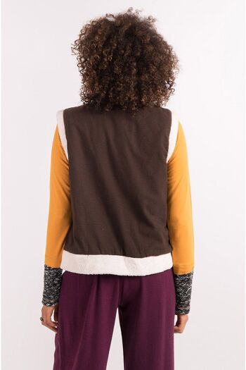 Gilet brodé marron 2