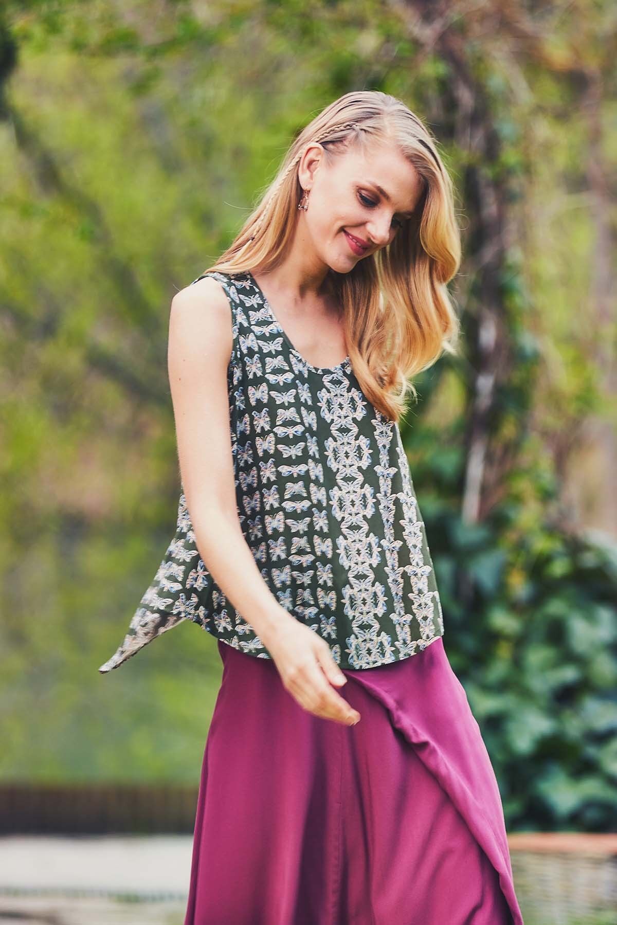 Haut imprimé papillon