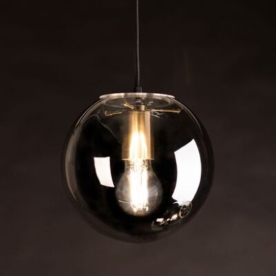 s.LUCE Orb lampe de galerie boule de verre 5m suspension - Ø 20cm, noir / transparent