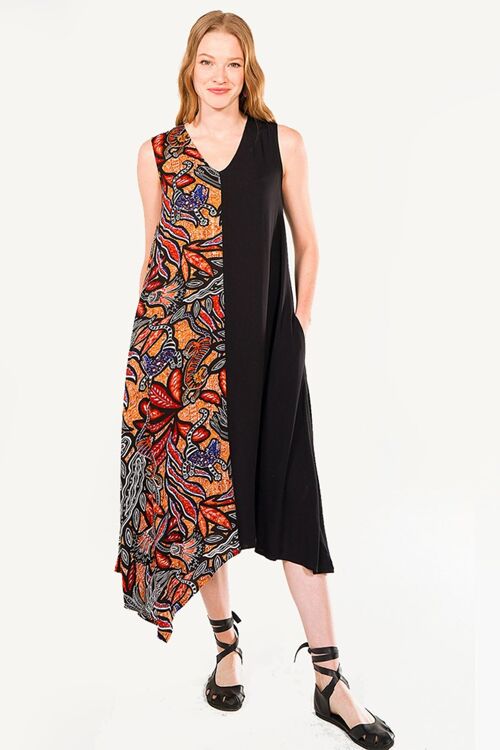 Floral Long Summer Dress Black