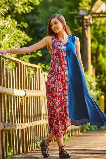 Robe D'été Longue Florale Bleu 2