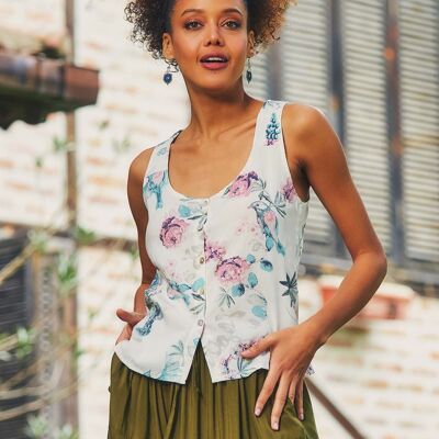 Top de verano con estampado floral Beige