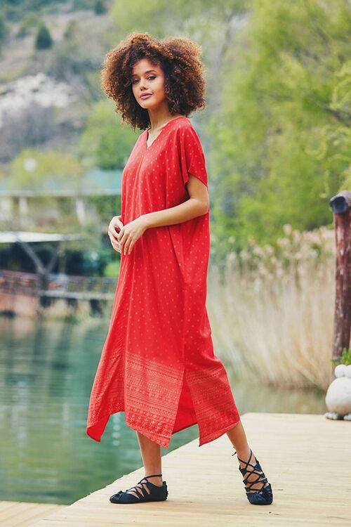 Flowy Boho Red Maxi Dress