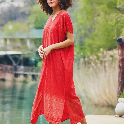 Flowy Boho Red Maxi Dress