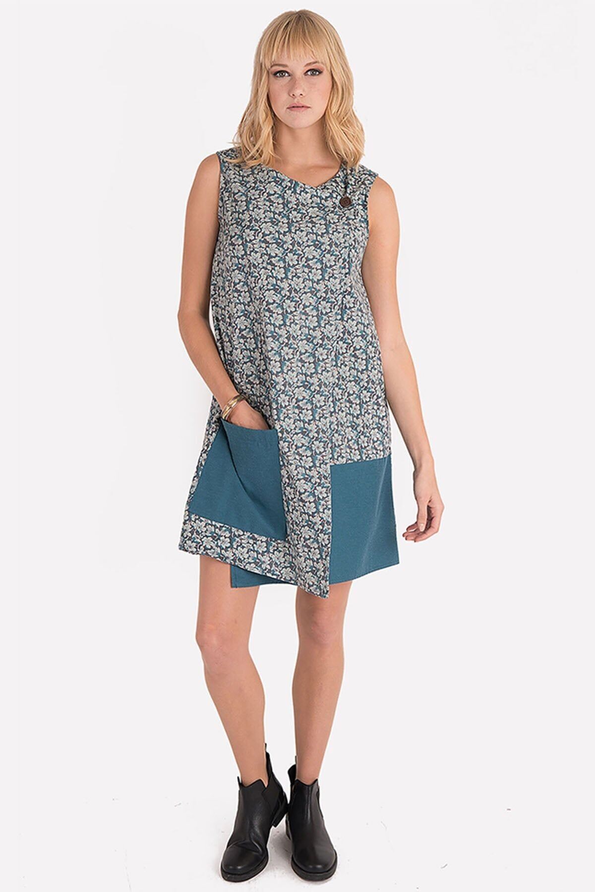 Graues Bohemian-Kleid aus Samt