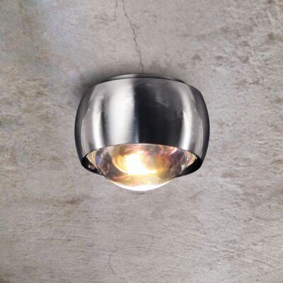 s.LUCE Beam LED ceiling light with glass lens Ø 8cm brushed aluminum - brushed aluminum