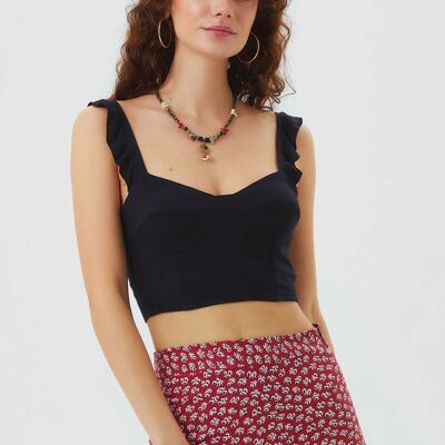 Crop Top mit herzförmigem Ausschnitt in Schwarz