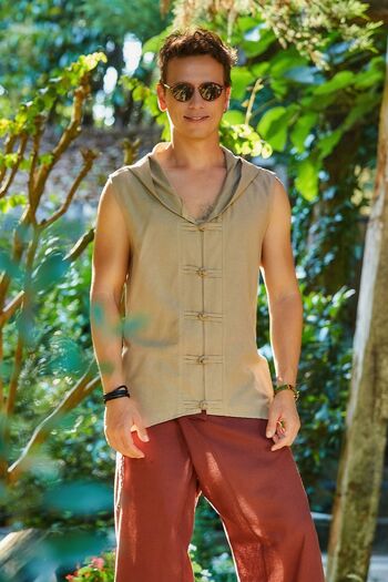 Chemise Homme Sans Manches Beige 2