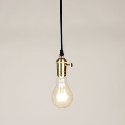 s.LUCE Socket textile cable with retro brass socket - black