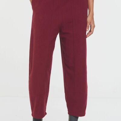 Pantaloni Boho da donna dalla vestibilità ampia con elastico in vita rosso scuro