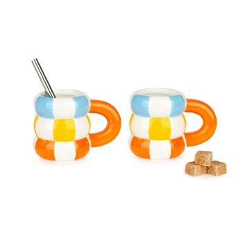 Set de tasses à café - Set de tasses à café - Set de tasses à café - Kaffetassen-set, Flotteurs x 2, orange 4