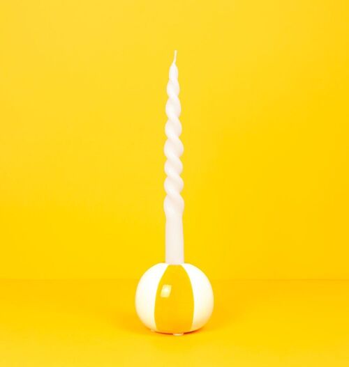 Bougeoir - Candle holder - Candelabro - Armleuchter, Beach Ball, jaune, 8 cm