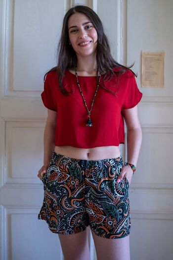 Short Boho Imprimé Femme Orange 2