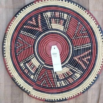 Panier mural africain en paille teinté pour décoration ou arts de table 3