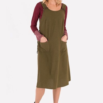 Khaki Sleeveless Authentic Midi Dress