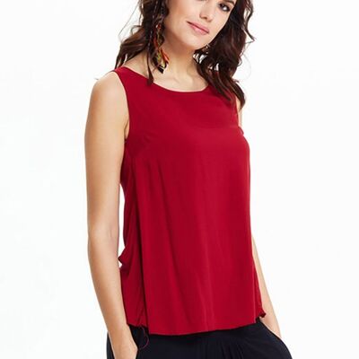 Blusa auténtica con cuello barco granate