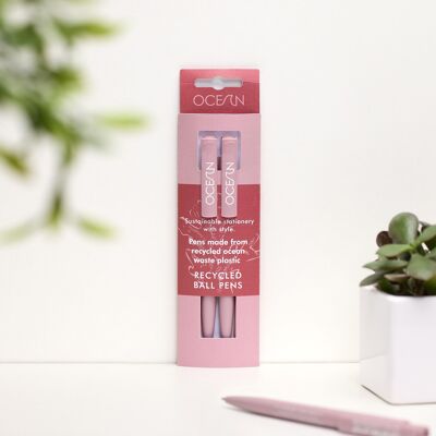 Pack of 2 recycled pens - Ocean Collection - Coral Pink