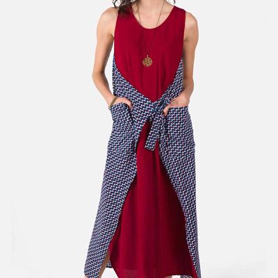 Maroon Casual Long Authentic Dress