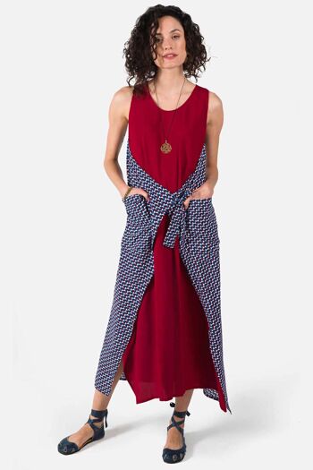 Robe longue décontractée marron authentique 1