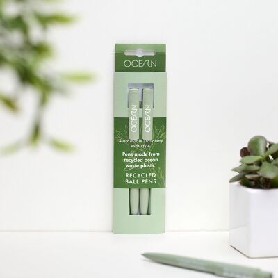Pack of 2 recycled pens - Ocean Collection - Green Algae