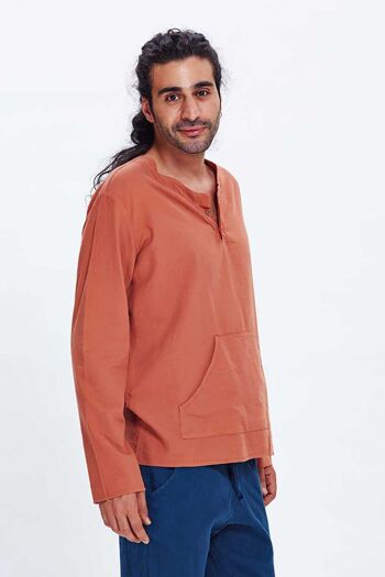 Chemise orange avec détail de poche 2