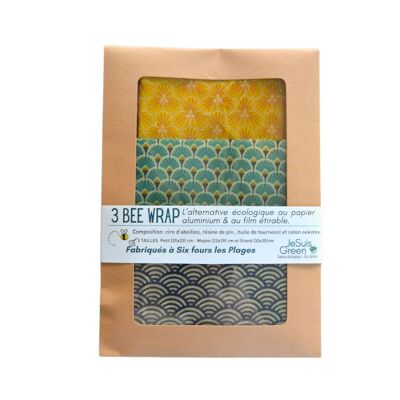 Bee Wrap 3 tailles - emballage réutilisables / zéro déchet / cire d'abeille / écologique