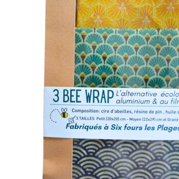 Bee Wrap 3 tailles - emballage réutilisables / zéro déchet / cire d'abeille / écologique 2