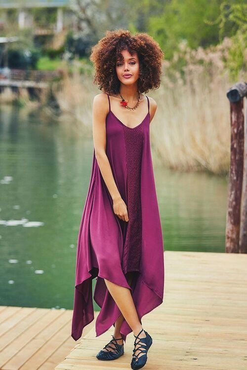 Purple Asymmetric Beach Dress